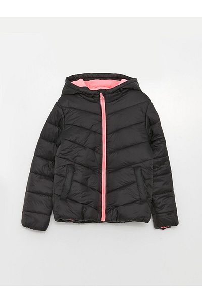 LC Waikiki Black Hooded Basic Girl's down Jacket