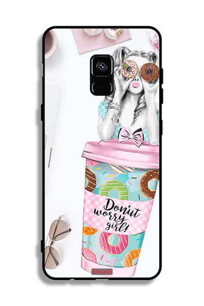 Tolwak غطاء حماية لهاتف Samsung Galaxy A8 Plus (2018) بتصميم Donut Worry Girl