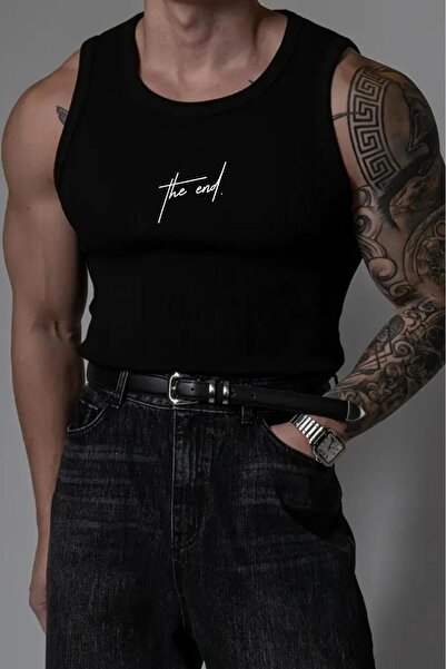 NO 601 Men's Black Slimfit Premuim the Embossed Printed Camisole Ribbed Under...