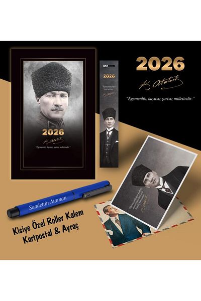 Mor kelebek Химикалка с отметки и картички с Дневен ред на Командир Ататюрк за 2026 г. - тъмносиня