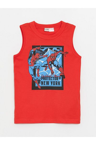 LC Waikiki Tricou și pantaloni scurți pentru băiat cu imprimeu Spider-Man cu decolteu negru