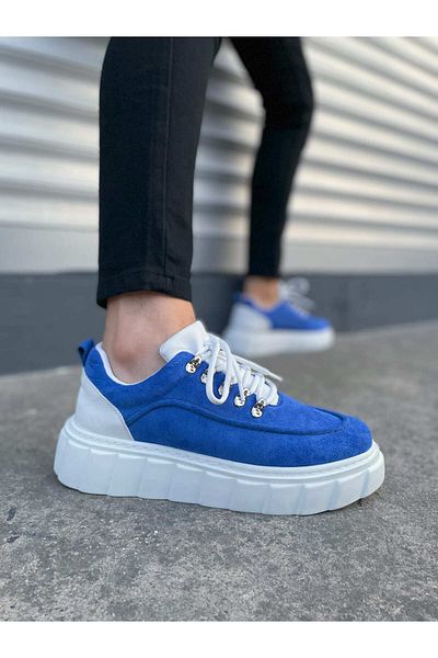 Joy Ayakkabı Jy010 Cloud Lace-Up Suede Men's Casual Sneaker Shoes Sbt - Blue/White