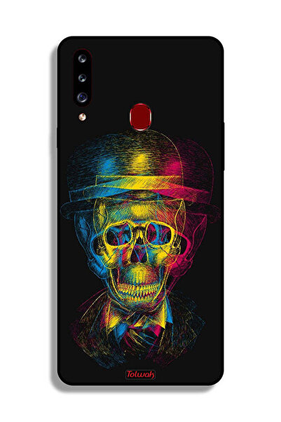 Tolwak غطاء حماية لهاتف Samsung Galaxy A20s بتصميم جمجمة وقبعة ملونة وفن خيالي