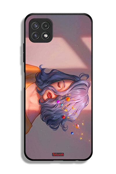 Tolwak Samsung Galaxy A22 5G Protective Case Cover Girl And Space Art