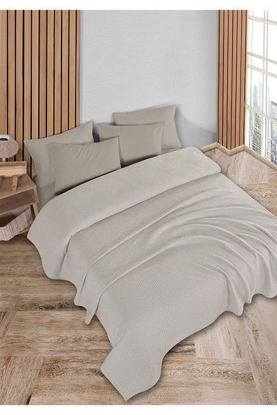 HomeBerry Mystic Light Beige Double Pique Set 200 X 230 cm