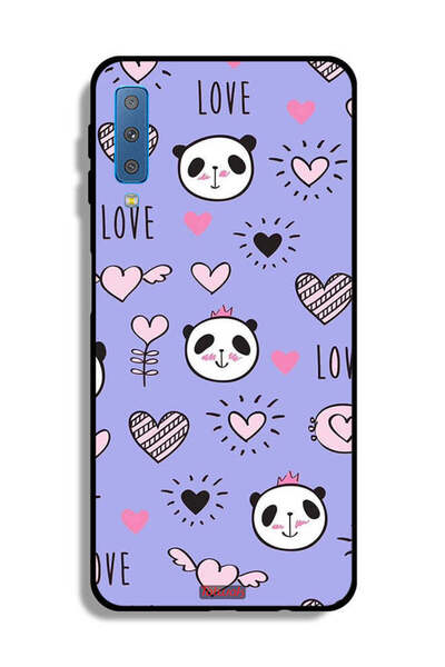 Tolwak غطاء حماية لهاتف Samsung Galaxy A7 (2018) بتصميم Love And Panda Doodle