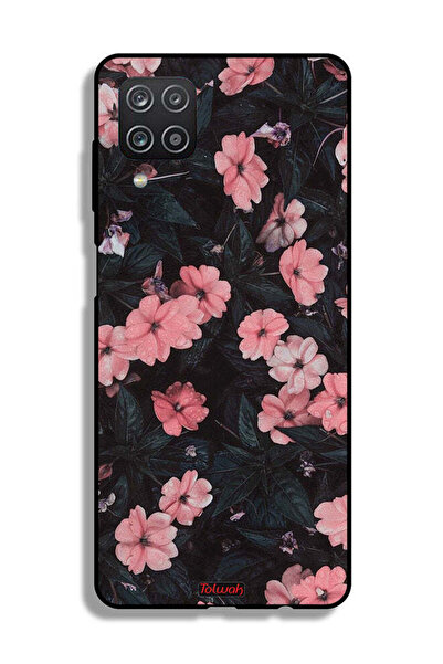 Tolwak غطاء حماية لهاتف سامسونج جالكسي A12 - لون الخوخ والورود الصغيرة