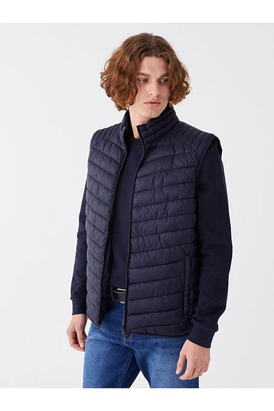 LC Waikiki Navy Blue Standard Fit Stand Collar Men's Puffer Vest