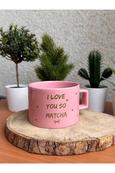 Cupova I Love You so Matcha Pink Mug Cup, Matcha Tea, Gift