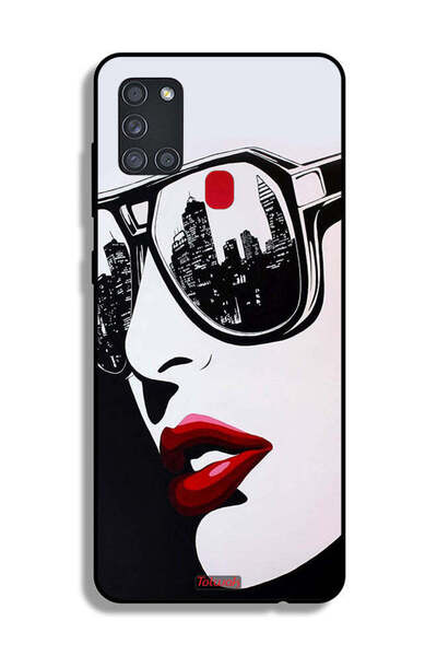 Tolwak غطاء حماية لهاتف Samsung Galaxy A21s بتصميم وجه فتاة وفن تجريدي