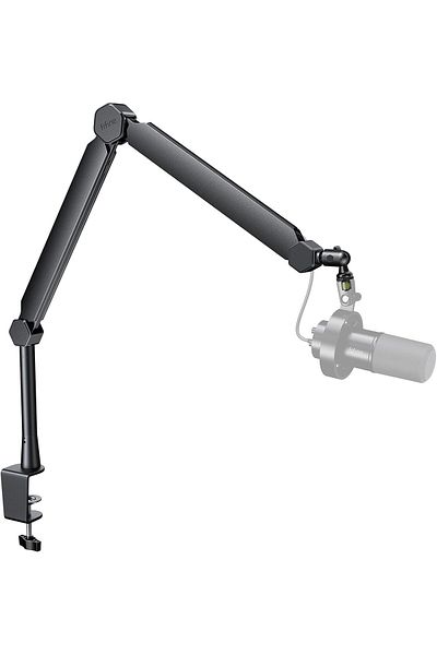 Fifine Mic Boom Arm, Microphone Stand with Cable Management Channels, Extension Tube, Desk Clamp, Th