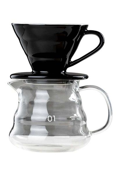 rank V60 Coffee Dripper Set with Ceramic Funnel and Glass Server 01