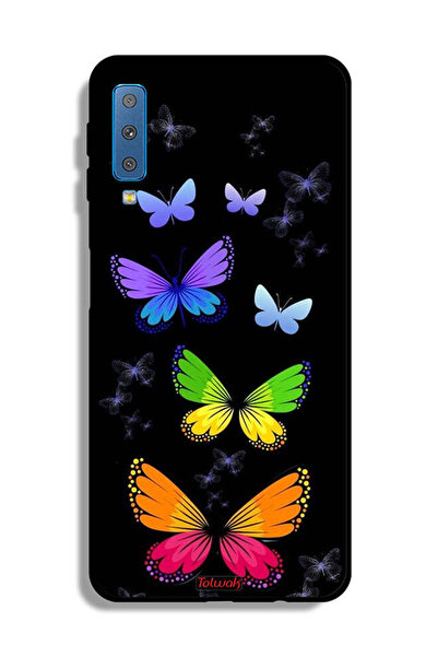 Tolwak غطاء حماية لهاتف Samsung Galaxy A7 (2018) بنقشة فراشات ملونة