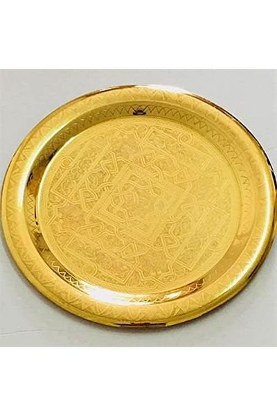 Generic Copper Tray Large | Pure Copper Circular Serving Party Tray | 13 Inch | Round Platter Serving Dish |