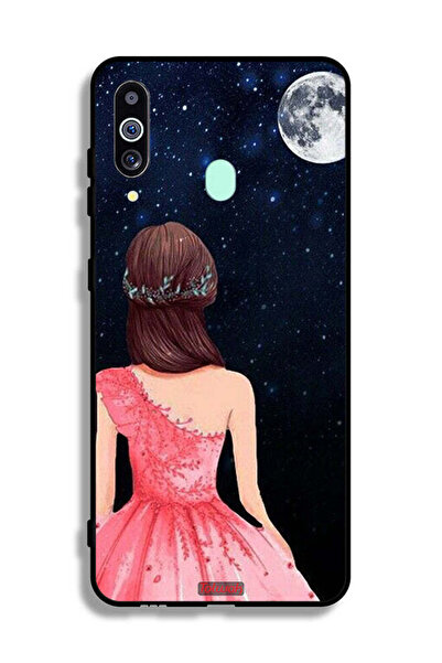 Tolwak غطاء حماية لهاتف سامسونج جالكسي A60 بتصميم فتاة وقمر