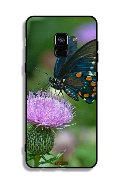 Tolwak غطاء حماية لهاتف Samsung Galaxy A8 Plus (2018) بتصميم فراشة تجلس على زهرة