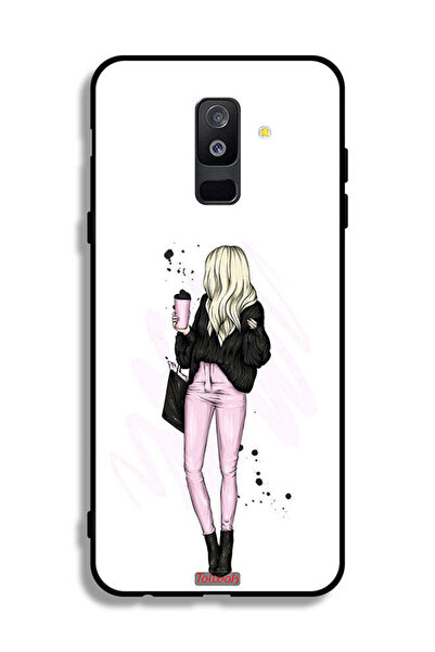 Tolwak Samsung Galaxy A6 Plus (2018) Protective Case Cover Girl Holding Coffe...