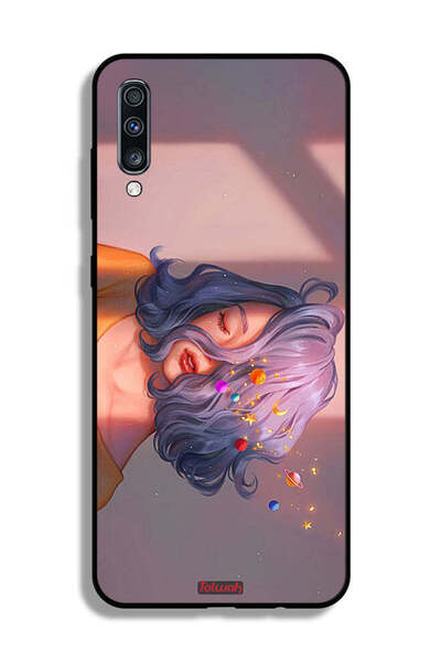 Tolwak Samsung Galaxy A70 Protective Case Cover Girl And Space Art