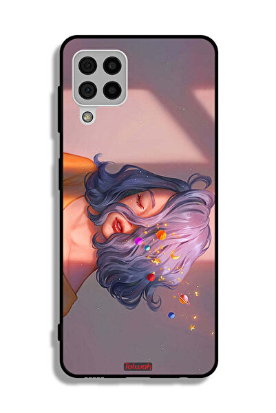 Tolwak Samsung Galaxy A22 4G Protective Case Cover Girl And Space Art