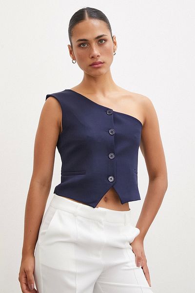 TRENDQUEL Single Shoulder Vest Navy Blue