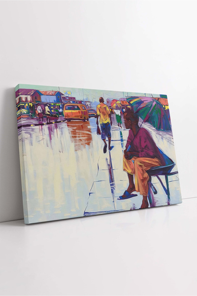 KOSS Dijital Tablou de pânză cu cultura africană, pictură cu străzi din Niger...