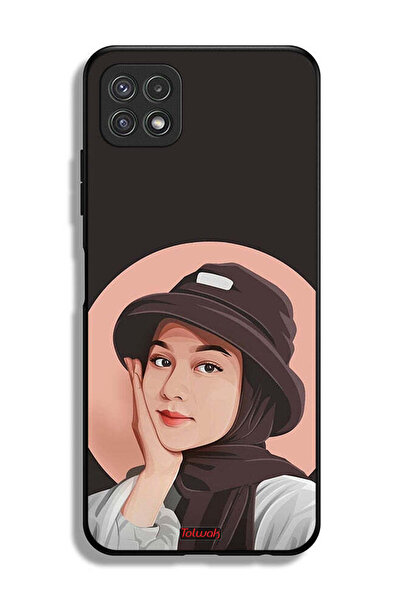 Tolwak Samsung Galaxy A22 5G Protective Case Cover Cute Hat Girl Paint Art