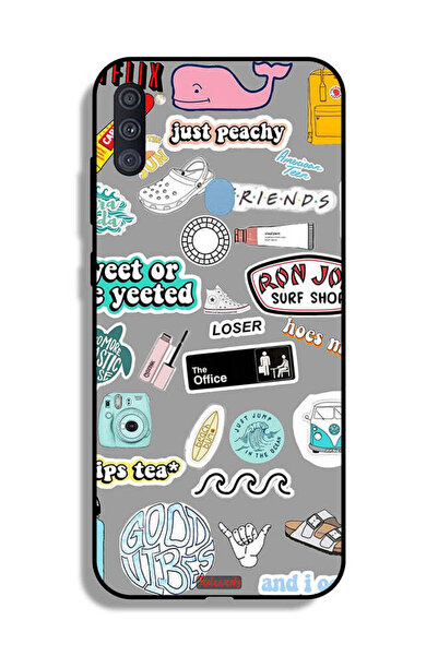 Tolwak Samsung Galaxy A11 Protective Case Cover Good Vibes Stickers