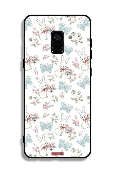 Tolwak غطاء حماية لهاتف سامسونج جالكسي A8 بلس (2018) بطبعة أرنب وفراشات
