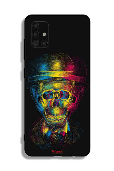 Tolwak غطاء حماية لهاتف سامسونج جالاكسي A51 5G بتصميم جمجمة وقبعة ملونة وفن خ...