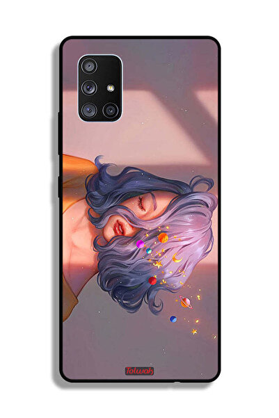 Tolwak Samsung Galaxy A71 5G Protective Case Cover Girl And Space Art