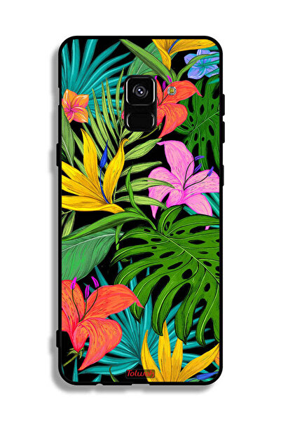 Tolwak غطاء حماية لهاتف Samsung Galaxy A8 Plus (2018) بنقشة زهور استوائية وأو...