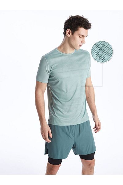 LC Waikiki Green Dry-Tech Crew Neck Short Sleeve Men's Textured T-Shirt
