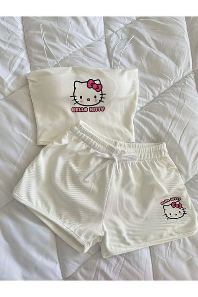 Wisevelya Σετ πιτζάμες Hello Kitty Strap Crop και σορτς