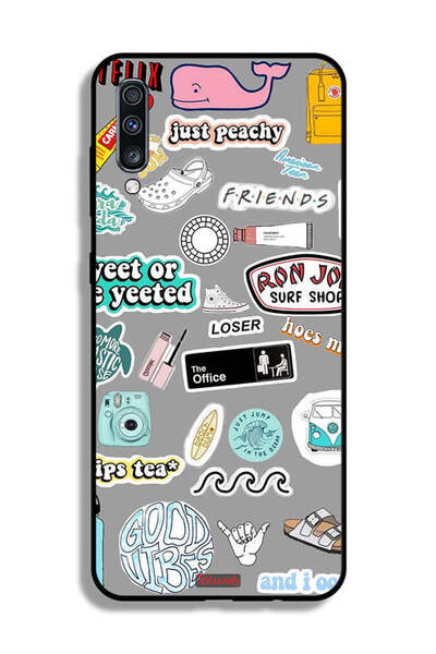 Tolwak Samsung Galaxy A70 Protective Case Cover Good Vibes Stickers
