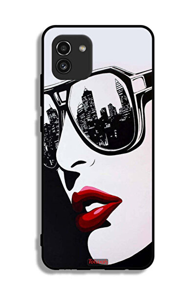 Tolwak غطاء حماية لهاتف Samsung Galaxy A03 بتصميم وجه فتاة وفن تجريدي