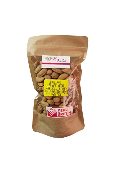 EgedenHerYere Datça Kabuklu Nurlu Sıralı Badem 500 Gr