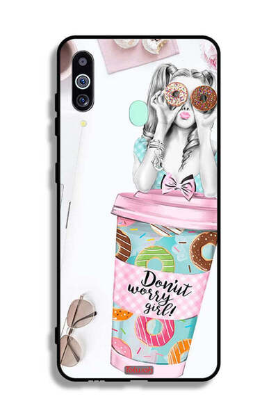 Tolwak غطاء حماية لهاتف سامسونج جالكسي A60 بتصميم فتاة دونات ووري