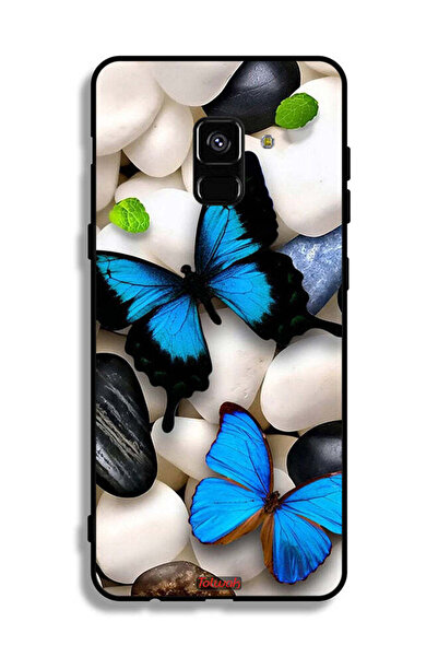 Tolwak غطاء حماية لهاتف سامسونج جالاكسي A8 بلس (2018) بنقشة فراشات على أحجار