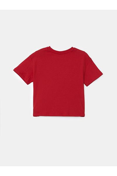LC Waikiki Red Crew Neck Girl's T-Shirt