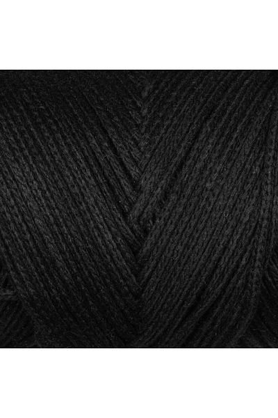Kürkçü Han Premium Macrame Yarn 3mm 200gr 120m, 85% Αναγεννημένο Βαμβακερό Πλεκτό Σπάτσο - Μαύρο