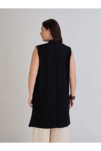 ModaMinar Women's Leopard Pattern Detailed Crystal Combed Cotton Fabric Long Vest