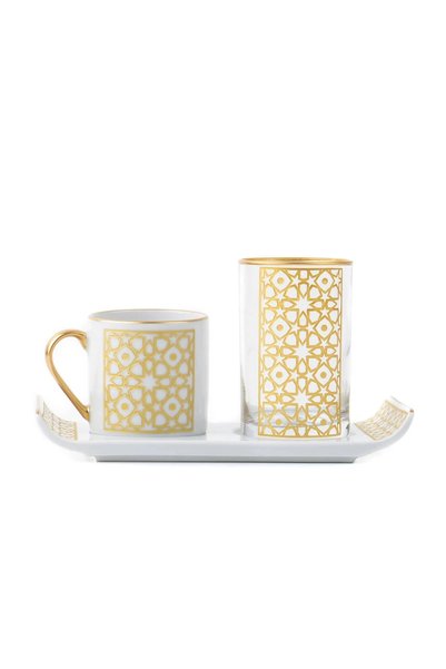 endorfia Gold Gilded Turkish Coffee Cup Water Cup Copper Coffee Pot Turkish Coffee Gift Set