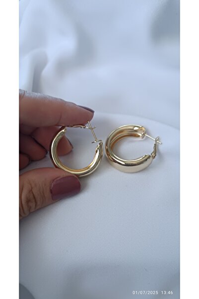 ARİ TAKI Thick Gold Steel Hoop Earrings