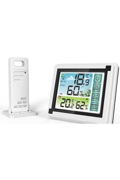 ideal STORE Professional Wireless Weather Station IdealStore with External Sensor, Hygrometer, Touch Screen, Col