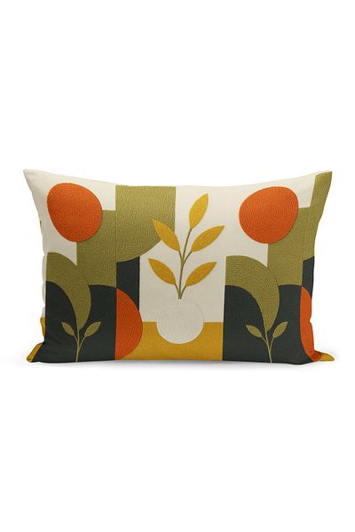 Bertille Home Husă de pernă imprimată digitală pe două părți (aspect de model de broderie Punch/Punch)