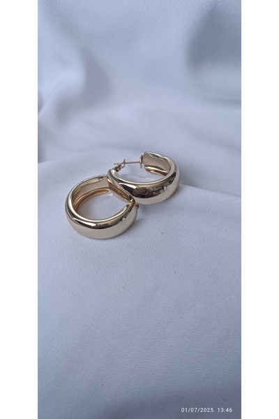 ARİ TAKI Kalın Gold çelik halka küpe