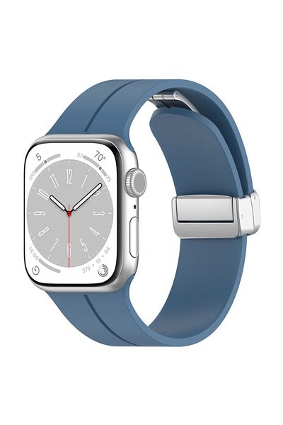 SKYDDAR INNOVATION Curea din silicon pentru Apple Watch 1/2/3/4/5/6/7/8/9/SE/SE 2 (38/40/41mm), W011 - Albastră
