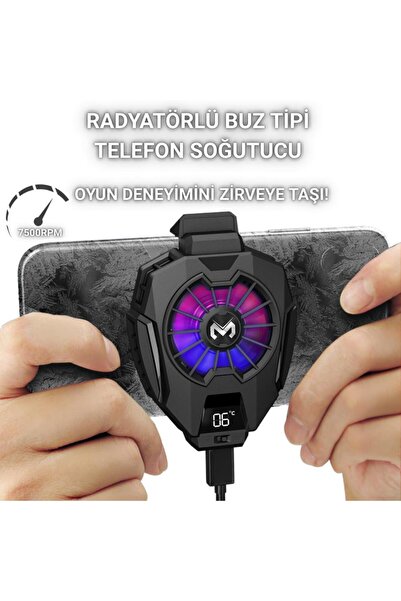 Polham 7500RPM Buz Tipi Radyatörlü Led Işıklı Telefon Soğutucu Fan, Sıcaklık ...