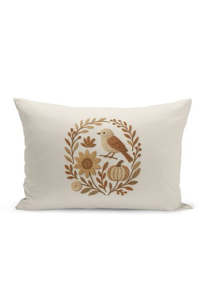 Bertille Home Husă de pernă imprimată digitală pe două părți (aspect de model de broderie Punch/Punch)