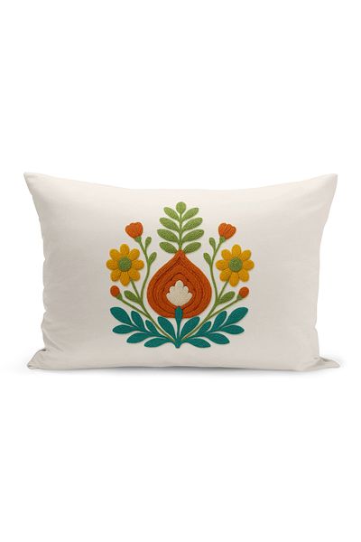 Bertille Home Husă de pernă imprimată digitală pe două părți (aspect de model de broderie Punch/Punch)